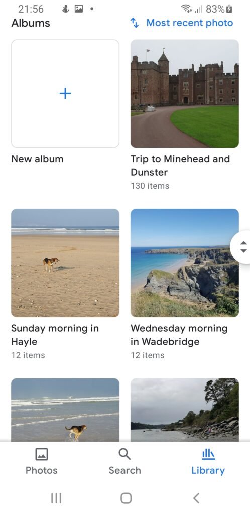 Google photos running on an Android phone