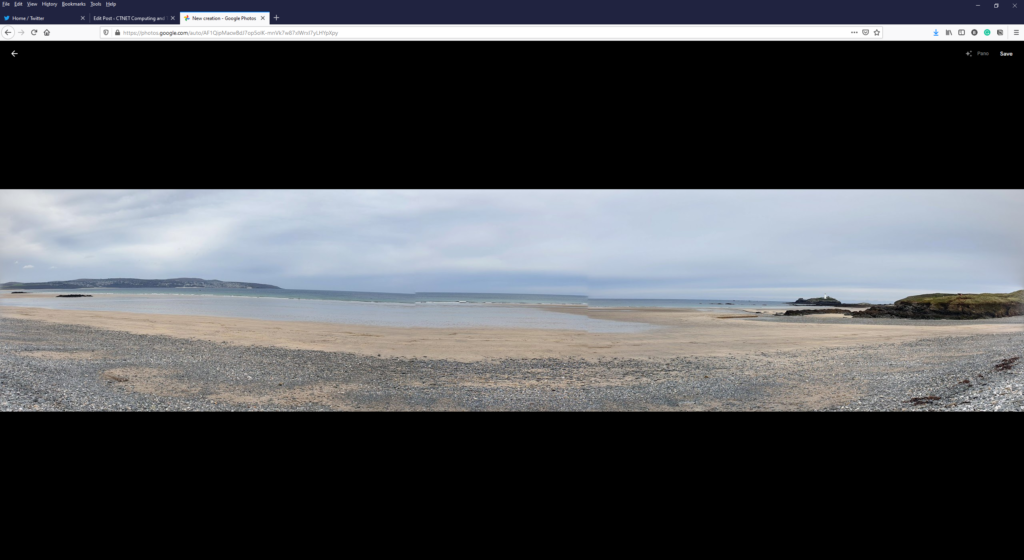 Google photos web application creating a panoramic view.