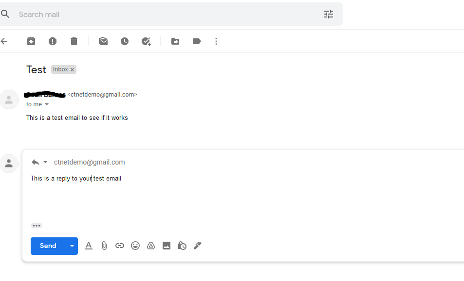 Replying to an email from the Gmail web application