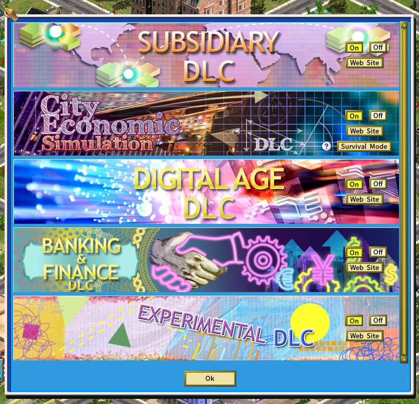The DLC selection screen showing Expeimental DLC