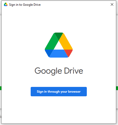 Google Drive desktop sign in through browser