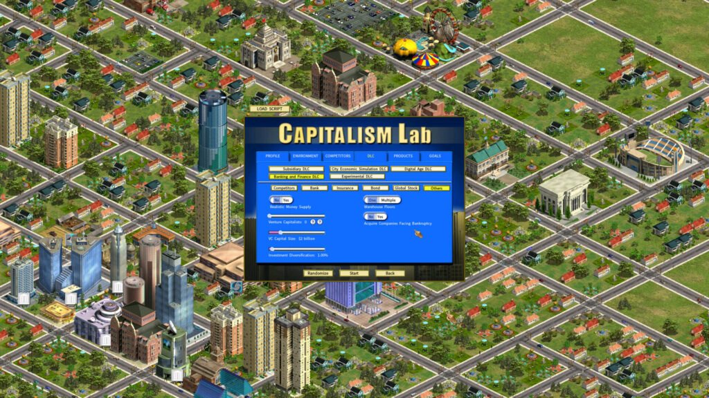 Changing the banking & finance DLC while starting a new game of Capitalism lab