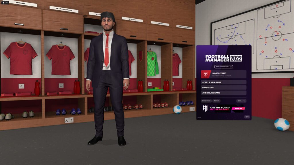 Football Manager 2022 main menu