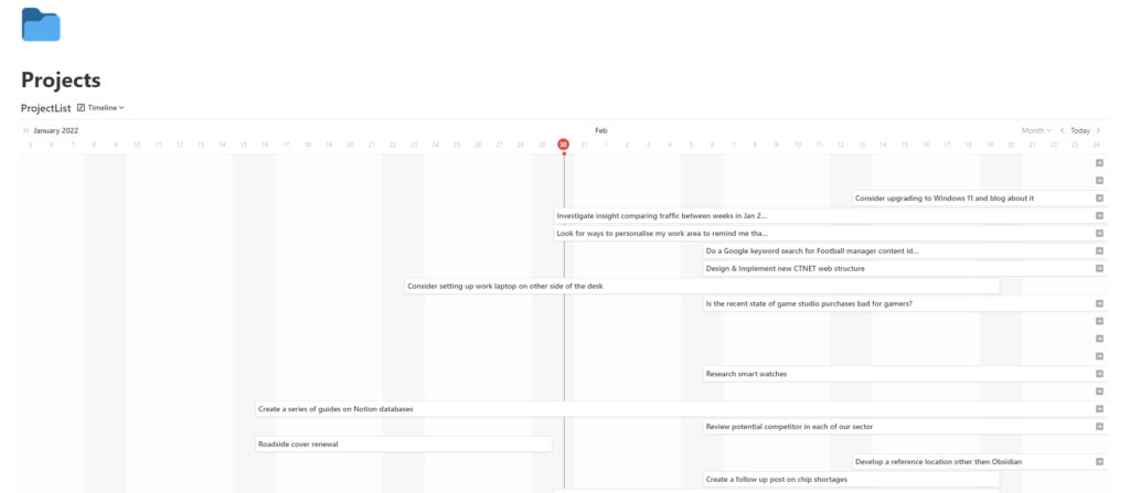 Notion timeline view example