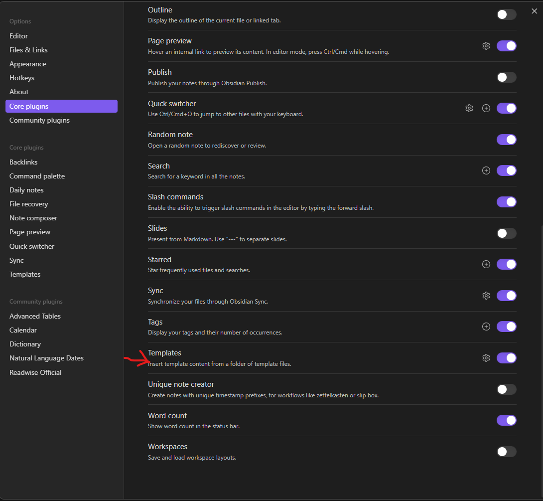 Guide to Obsidian templates