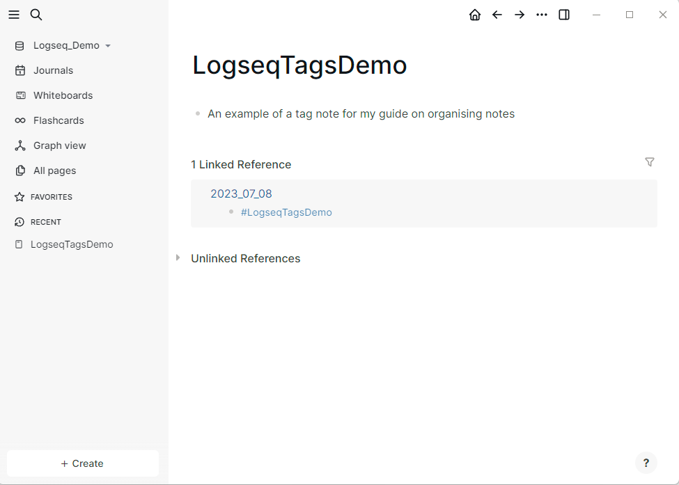 A note created and linked to by the LogseqTagsDemo tag.