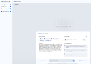 Google Notebook LM with the notebook guide open.